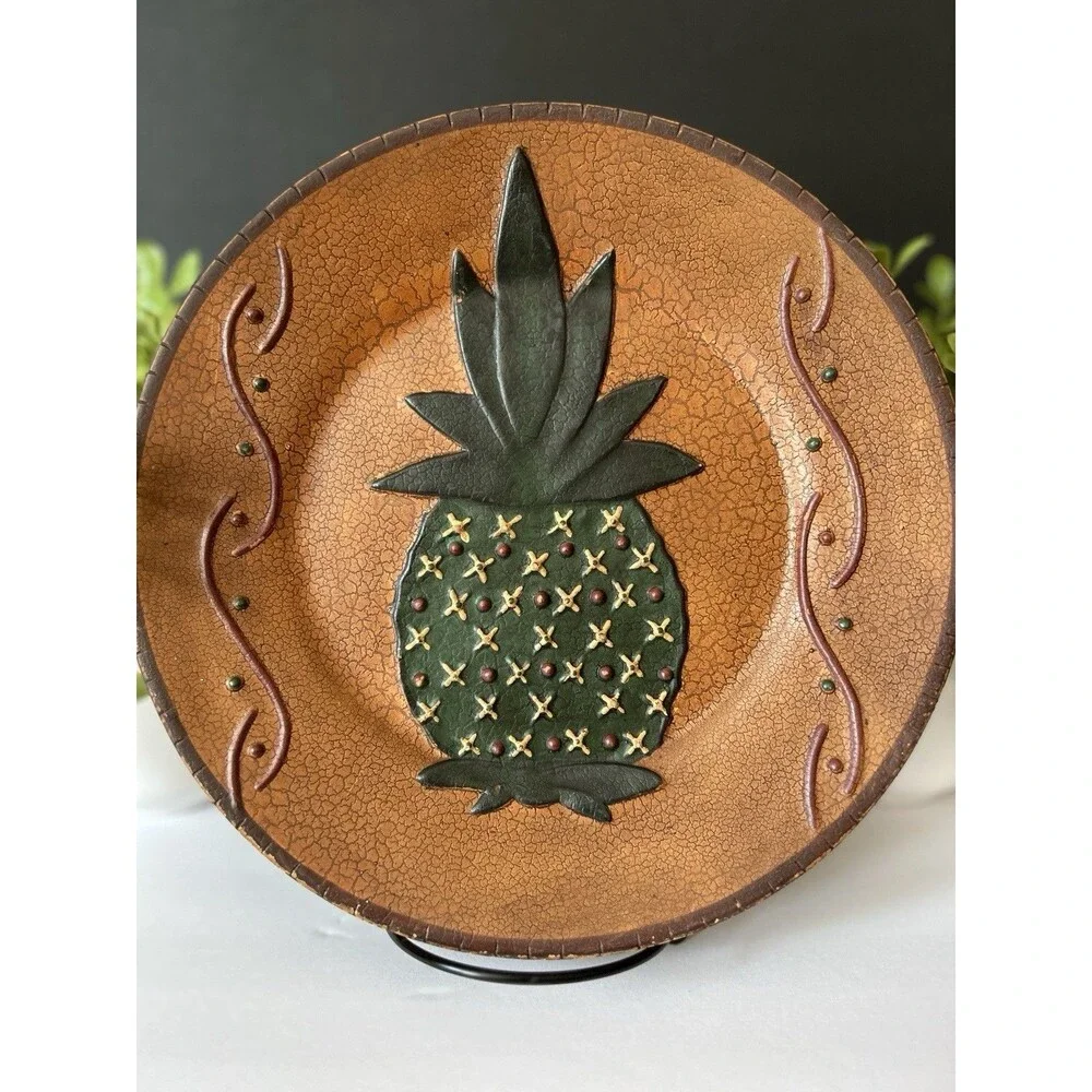 Ragon House Pineapple Plate Folk Art Rustic Cottagecore Primitive Decor EC +🎁